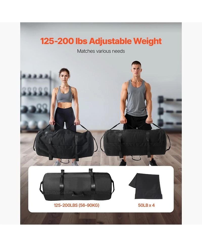Sevorley Adjustable Workout Sandbag with Handles, 125-200 lb, Unfilled