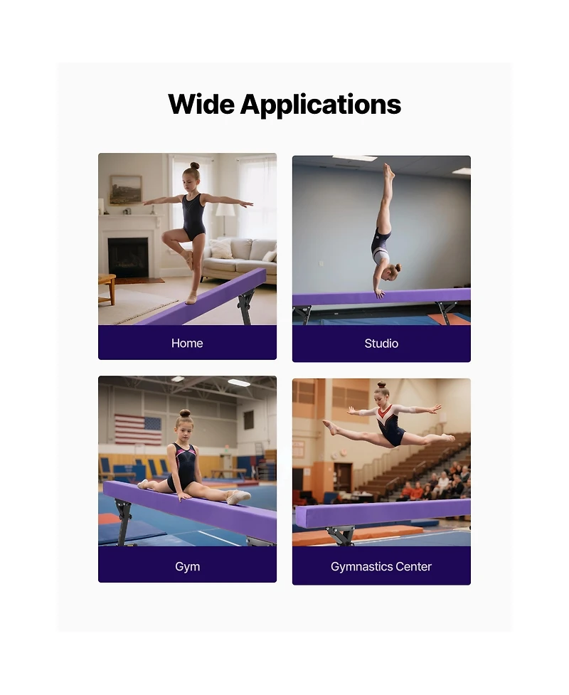 Sevorley Adjustable Balance Beam for Kids, 8FT Gymnastics Floor Beam with 5 Height Levels