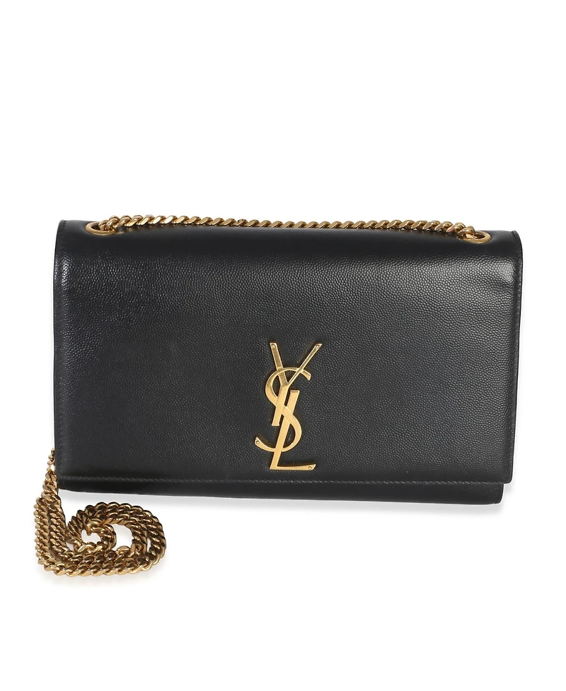 Pre-Owned Saint Laurent Black Grain De Poudre Medium Kate Chain Bag