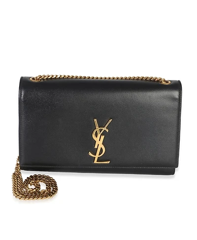 Pre-Owned Saint Laurent Black Grain De Poudre Medium Kate Chain Bag