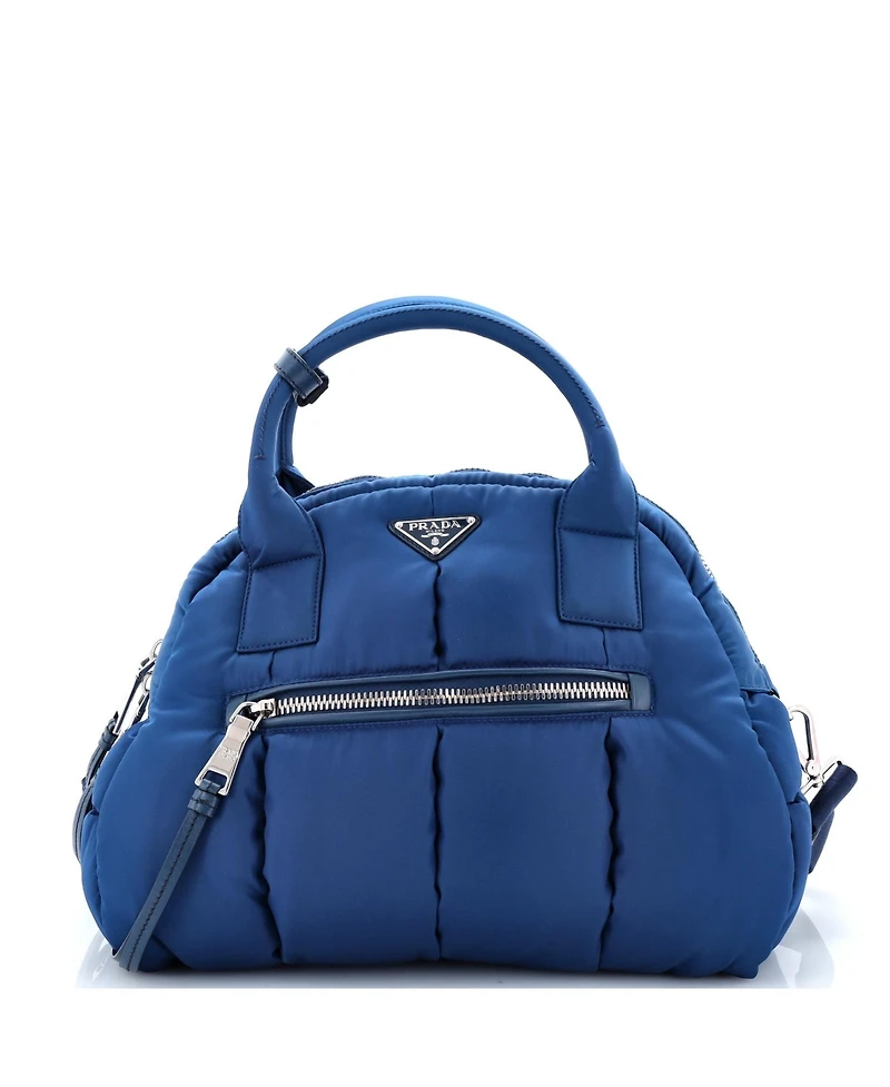 Pre-Owned Prada Medium Bomber Convertible Bowler Bag Tessuto