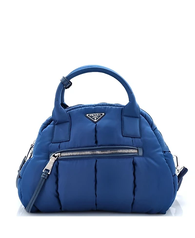 Pre-Owned Prada Medium Bomber Convertible Bowler Bag Tessuto