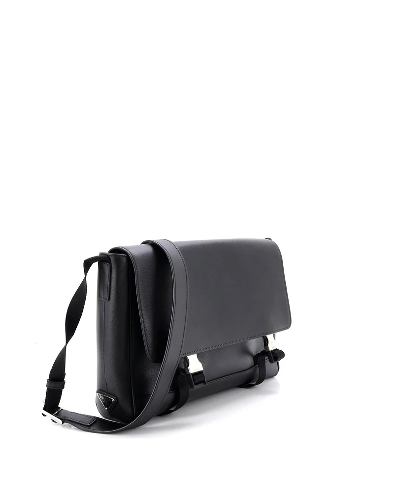 Pre-Owned Prada Large Buckle Messenger Bag Saffiano Leather