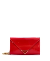 Pre-Owned Prada Mini Triangle Logo Envelope Chain Clutch Patent