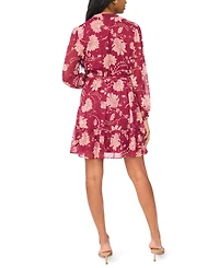 Msk Petite Belted Short-Sleeve Chiffon Shirt Dress