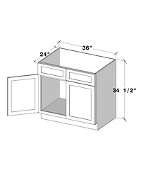 Boyel Living 36" Sink Base Cabinet Kitchen Cabinet with Solid Wood Frame, Soft-Close Hardware, Low-voc, Uv Finish