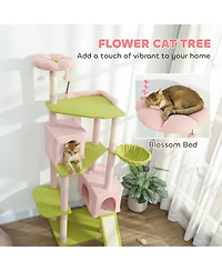 Ruie 74 inch Flower Cat Tree Tower with Sisal Scratching Posts and Condos