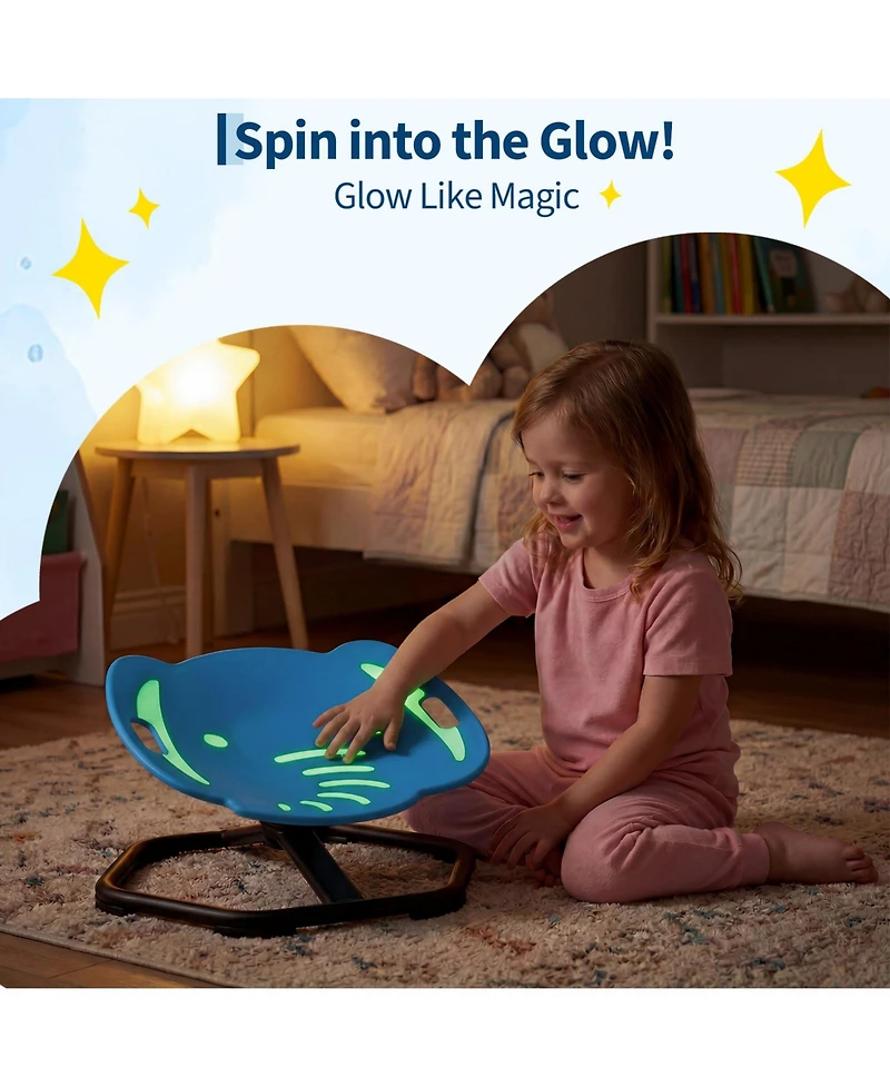 homfan Fluorescent Elephant Sensory Spinning Chair with Handle, 360 degree Quiet Swivel for Autism, Adhd, Spd, Anti-Slip Base, Vestibular Toy