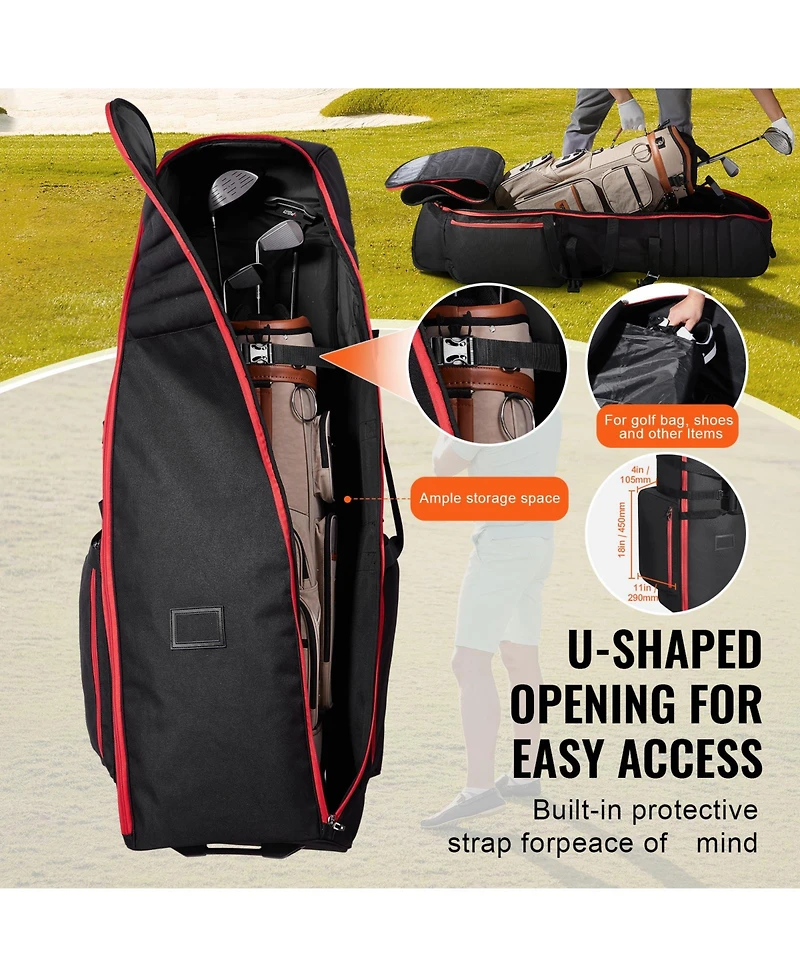 Sevorley Soft-Sided Golf Travel Bag with Wheels, 1800D Padded Club Case