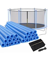 Yescom Trampoline Pole Foam Sleeves and Trampoline Net Kit, 24 Pcs 1.26" Inner Outdoor Pvc Trampoline Pole Covers and 15 Ft Universal Trampoline Net