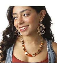 Jessica Simpson Multi Hoop Drop Earrings Yellow Gold-Tone, Statement Hoops