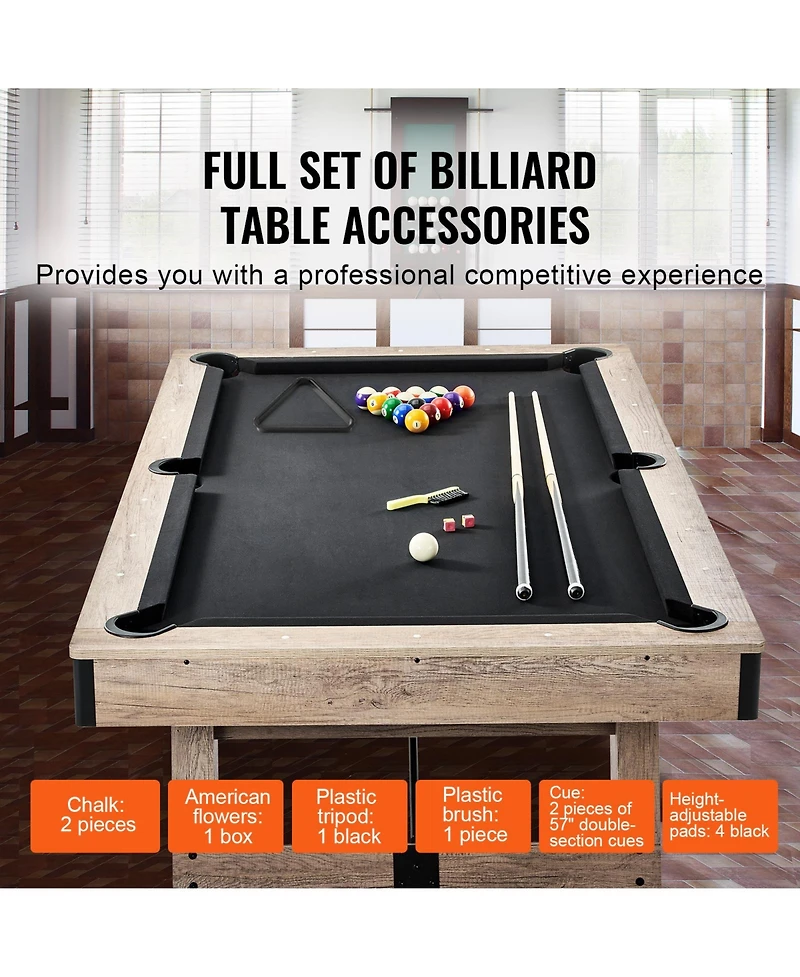 Sevorley 7 feet Pool Table Set with Adjustable Legs, Balls, Cues and Brush