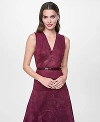 Dkny Women's Sleeveless V-Neck Buckle Belt Midi Dress