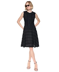 Dkny Women's Sleeveless Crew Neck Ruffle Hem Dress