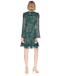 Dkny Women's Long Bell Sleeve V-Neck Ruffle Godet Dress