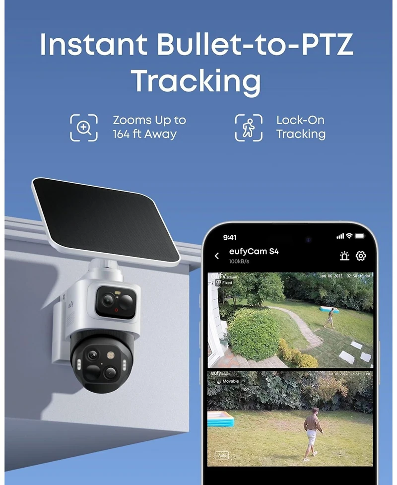 eufyCam S4 4-Cam Kit and Smart Display E10,4K Solar Camera Wireless Outdoor 360degree(s) View Ai Recognition 8X Zoom 0 Monthly Fee