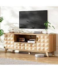 Vlsrka 63" Tv Stand for TVs Up to 65", Modern Entertainment Center with Storage Cabinets, 2 Drawers, Adjustable Shelves and Cable Management