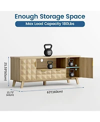 Vlsrka 63" Tv Stand for TVs Up to 65", Modern Entertainment Center with Storage Cabinets, 2 Drawers, Adjustable Shelves and Cable Management