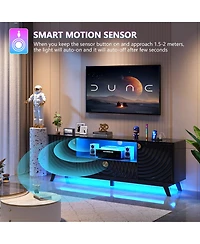 Vlsrka 63" Tv Stand with Motion Sensor Led Light, Charging Station and Storage