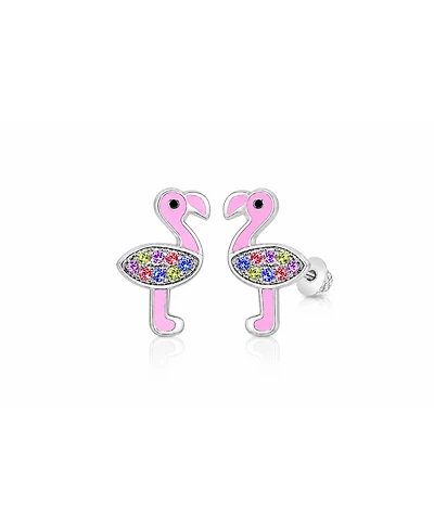 Chanteur Kids Flamingo Hypoallergenic Earrings for Girls with Surgical Titanium Screwbacks