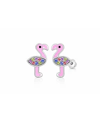 Chanteur Kids Flamingo Hypoallergenic Earrings for Girls with Surgical Titanium Screwbacks