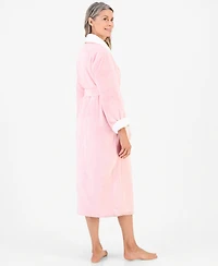 Charter Club Women's Long Plush Fleece-Trim Robe, Created for Macy's