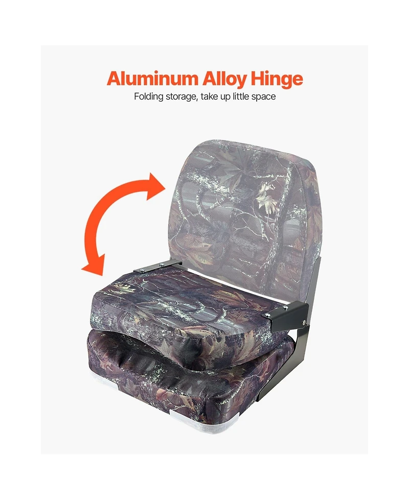 Sevorley Folding Low-Back Boat Seats, Camouflage, Set of 2
