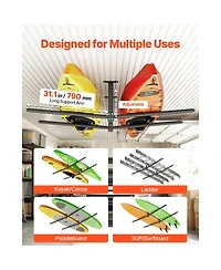 Sevorley Kayak Ceiling Storage Rack for 2 Kayaks, Overhead Steel Garage Hanger with Foam Arms, 250 lb Capacity