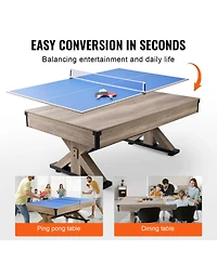 Sevorley 7 feet 3-in-1 Multi Game Table for Pool, Table Tennis and Dining