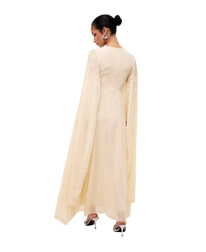 Maryisa Women's Sequin-Embellished Cape-Style Sleeves Maxi Dress