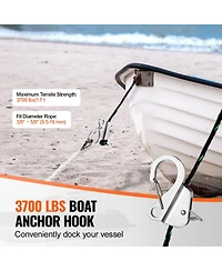 Sevorley Stainless Steel Boat Anchor Hook, Knotless Slide Anchor with Quick Release for 3/8 to 5/8 in Rope, Holds 3700 lb