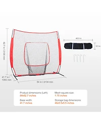 Sevorley 7x7 ft Baseball and Softball Practice Net with Bow Frame, Strike Zone and Carry Bag