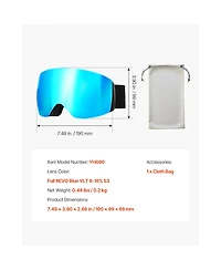 Sevorley Frameless Ski Goggles with Spherical Anti-Fog Lens, Otg Fit