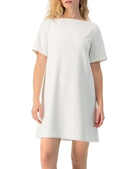 Ivonne Women's Clean Boat-Neck Short-Sleeve Shift Mini Dress