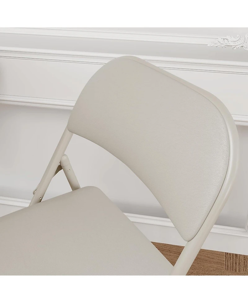 homfan Set of 8 Folding Metal Chairs with Padded Seats and Backs, Stackable, for Home and Office