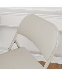 homfan Set of 8 Folding Metal Chairs with Padded Seats and Backs, Stackable, for Home and Office
