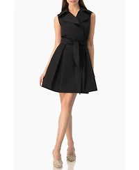 Ivonne Women's Belted Sleeveless Trench-Style A-Line Mini Dress