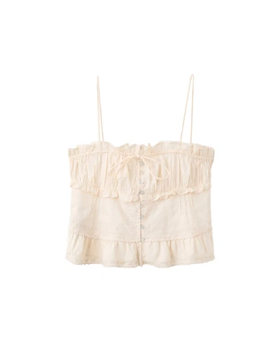 Mango Women's Embroidered Details Ruffled Top