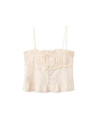 Mango Women's Embroidered Details Ruffled Top