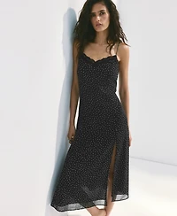 Mango Women's Lace-Detail Polka-Dot V-Neck Dress