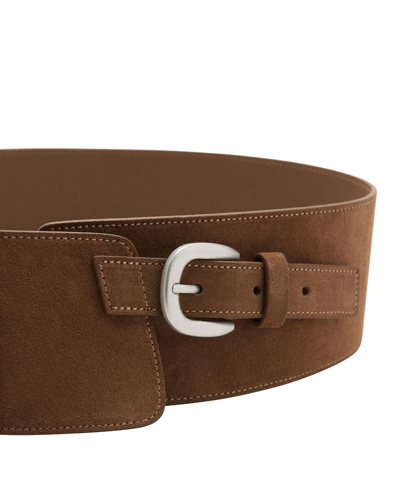 Mango Women's Wide Split Leather Belt