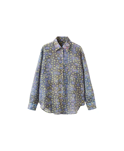 Mango Women's Semi-Sheer Printed Shirt