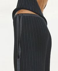 Mango Women's Bow Detail Ribbed Flared Pants