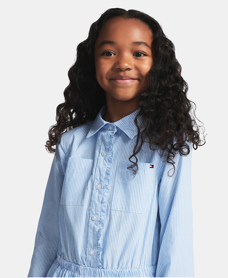 Tommy Hilfiger Girls' 7-16 Striped Long-Sleeve Shirt Dress
