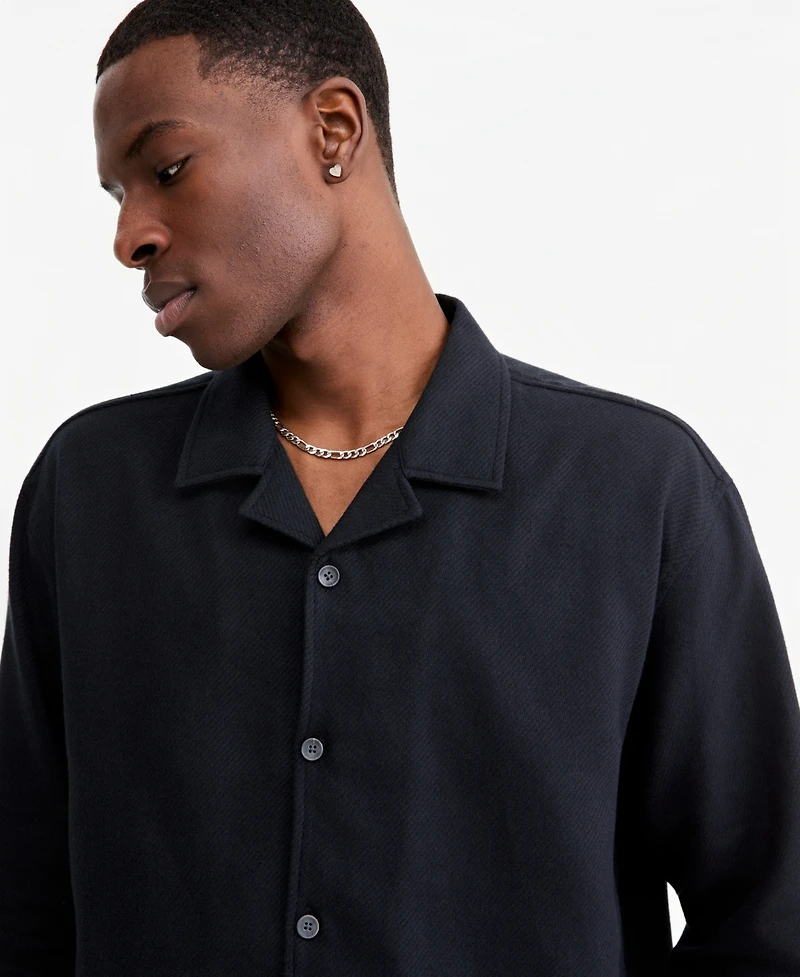 Mode of One Men's Boxy Camp-Collar Long-Sleeve Flannel Shirt, Macy's Exclusive