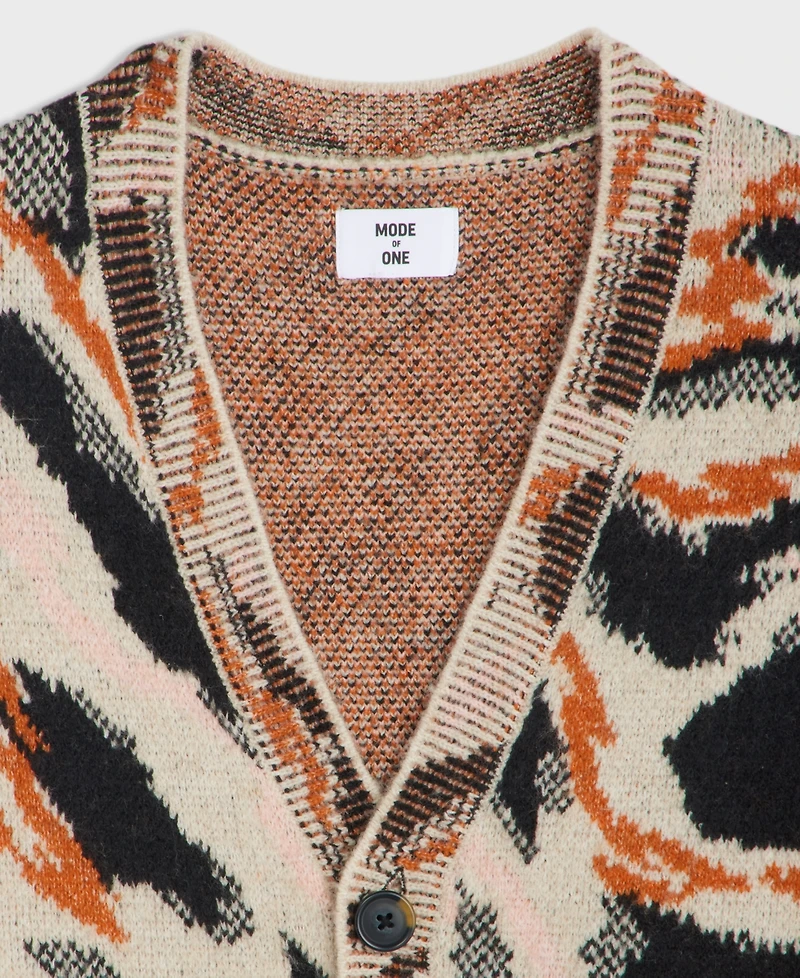Mode of One Men's Animal-Print Relaxed-Fit Cardigan, Macy's Exclusive