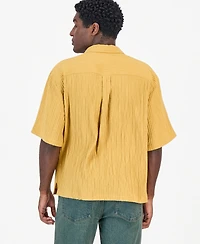 Mode of One Men's Boxy-Fit Striped Short-Sleeve Shirt, Macy's Exclusive