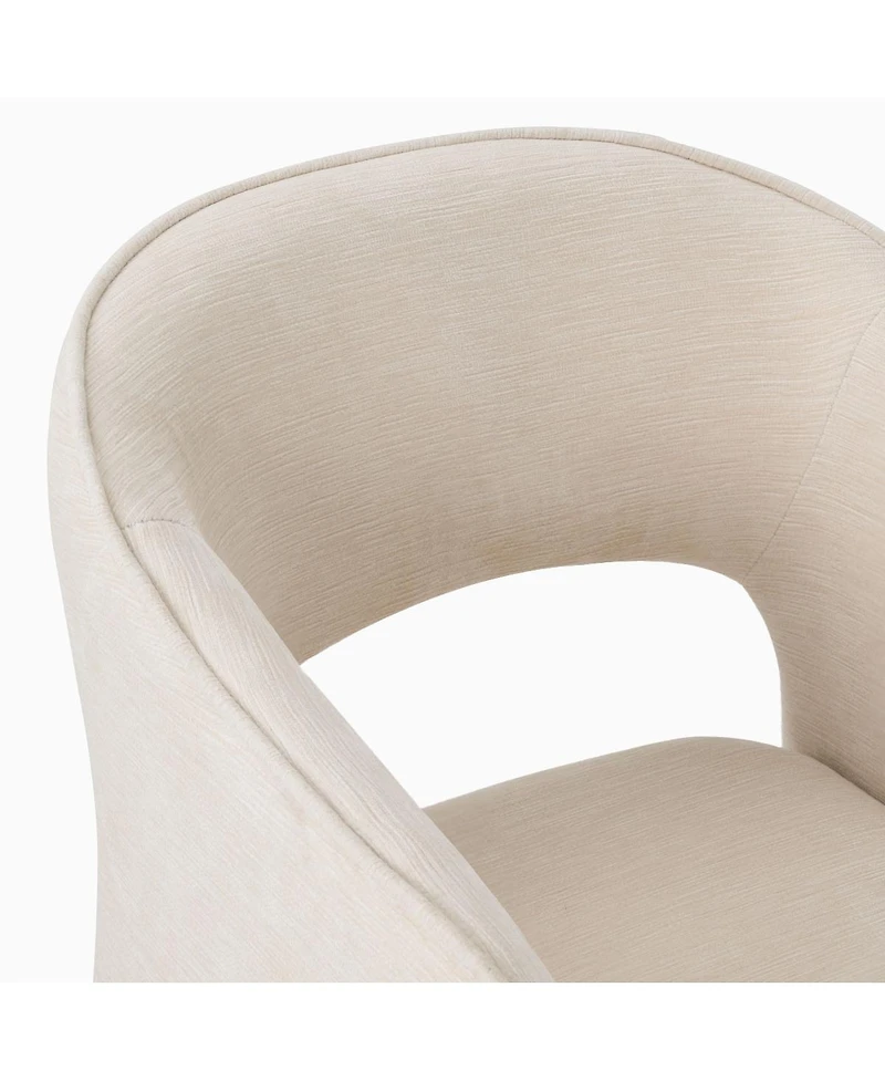 Maison Boucle Modern Upholstered Dining Armchairs Set of 2, Chenille Fabric, Curved Barrel Back, Open Back Design, Waterfall Base
