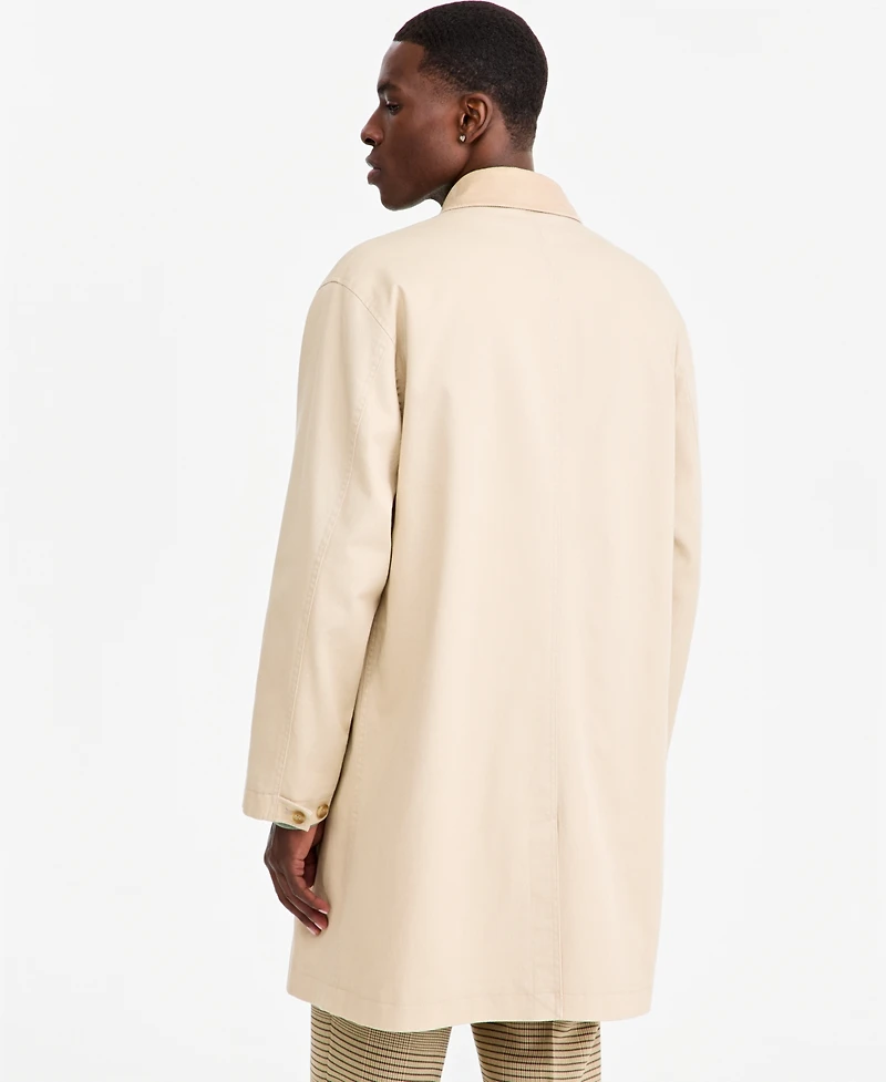 Mode of One Men's Relaxed-Fit Cotton-Twill Overcoat, Macy's Exclusive