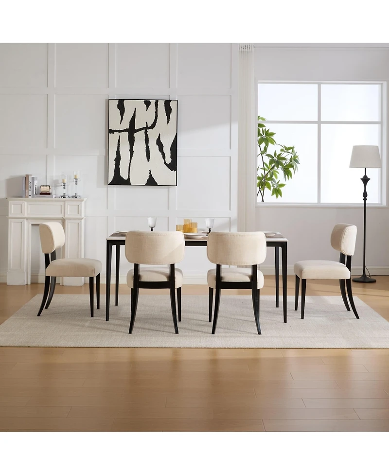 Maison Boucle Dining Chairs Set of 2, Modern Wooden Legs